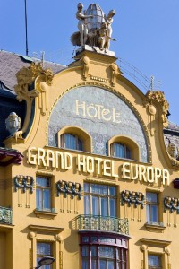 Particolare della facciata del Grand Hotel Evropa di Praga / Particular of the façade of Grand Hotel Evropa in Prague