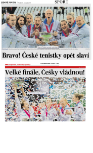 L’annuncio della vittoria ceca alla Fed Cup sui media locali / The Czech victory in Fed Cup final announced on local media