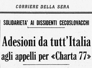 Charta77: la notizia del Corriere della Sera sulla sua diffusione / Charta77: the news of its diffusion by the newspaper Corriere della Sera