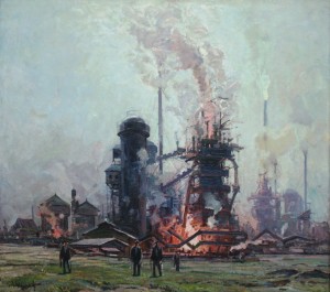 Josef Štolovský, “Esterno di fonderia”, 1915-1925, olio su tela / Josef Štolovský, “Exterior of the foundry”, 1915-1925, oil on canvas